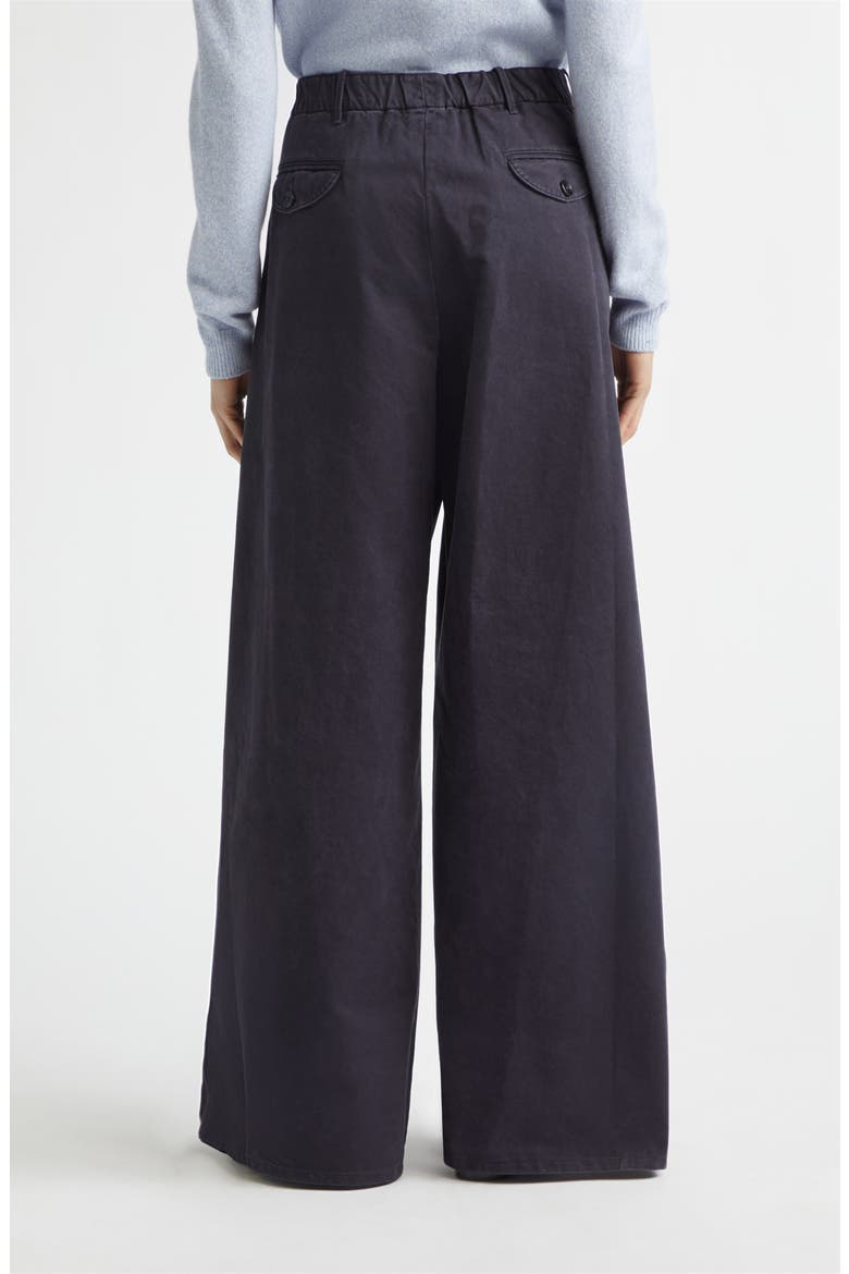Pleated Cotton Drill Wide Leg Pants, Alternate, color, MIDNIGHT