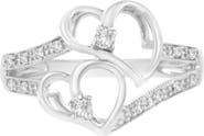 Haus of Brilliance 14KT White Gold 1/10 cttw Diamond Twin Heart Ring