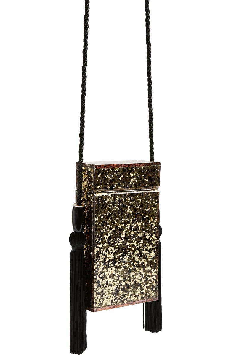 Topshop Como Glitter Tassel Shoulder Bag, Alternate, color,