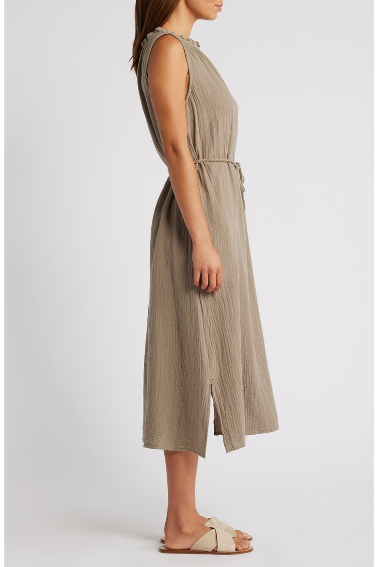 Maddison Ruffle Tie Belt Cotton Midi Dress, Alternate, color, TREE SHADE