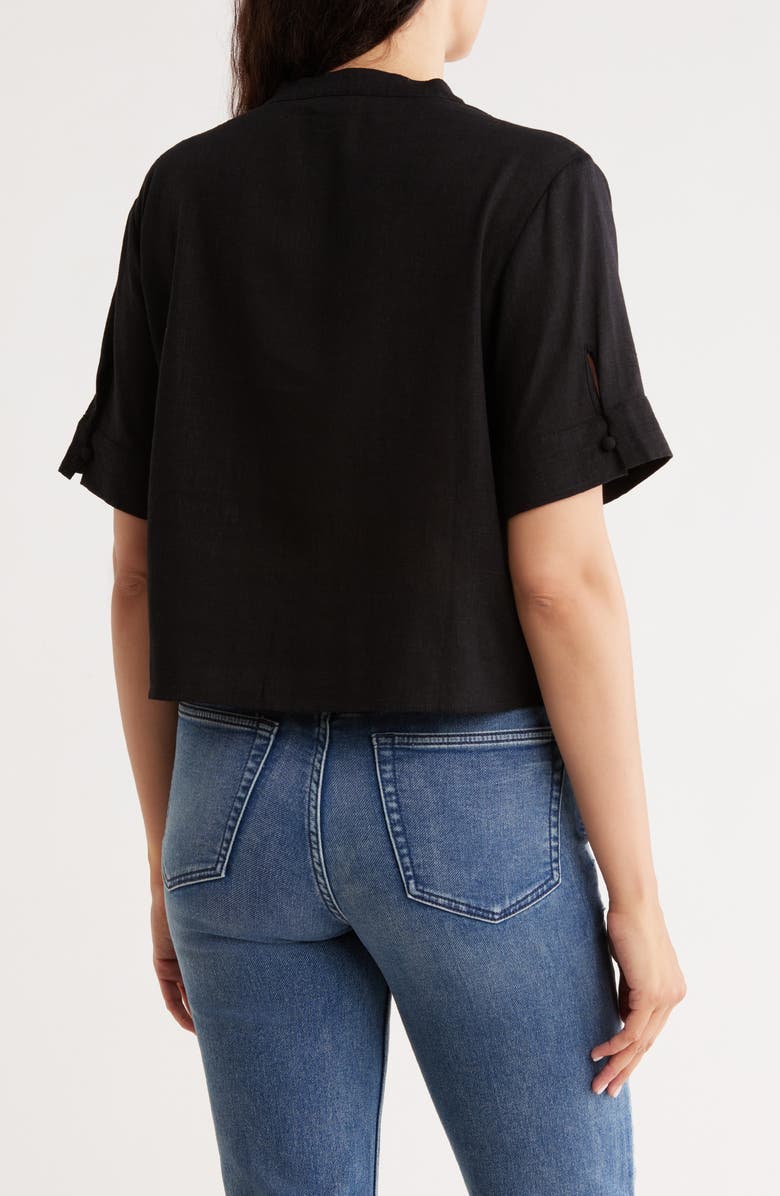 Halogen<sup>®</sup> Short Sleeve Crop Button-Up Top, Alternate, color, Rich Black