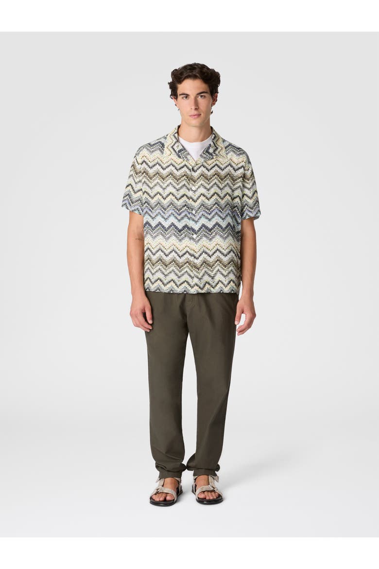 Bowling Shirt In Viscose With Dashed Zigzag Print, Alternate, color, Multicoloured