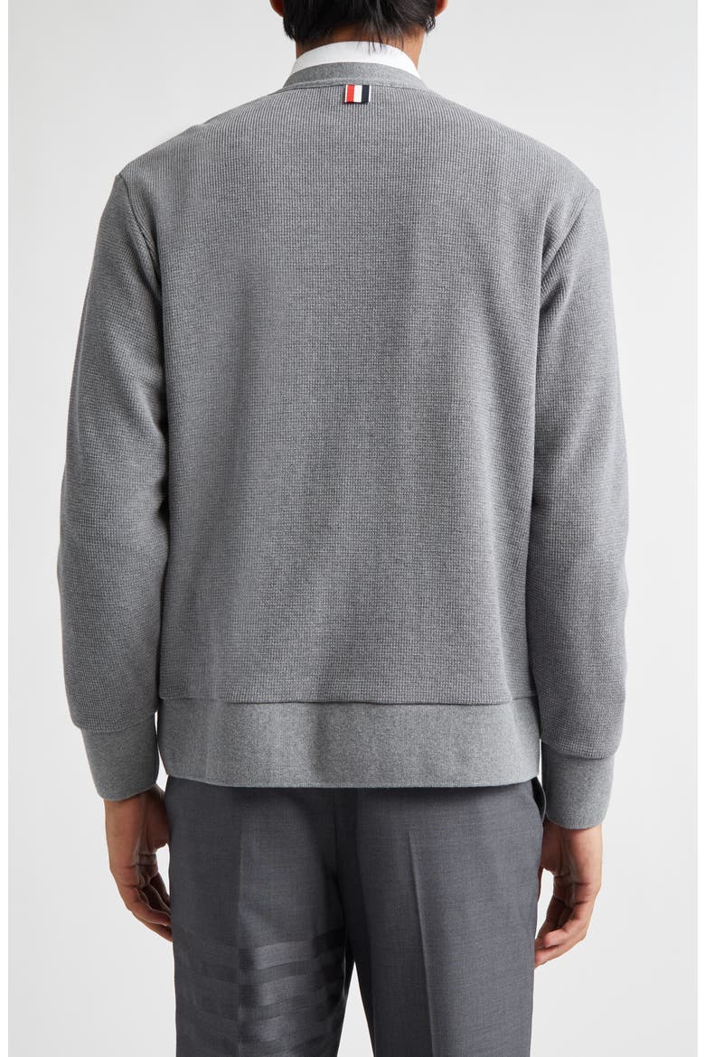 Waffle Knit V-Neck Cardigan, Alternate, color, MED GREY