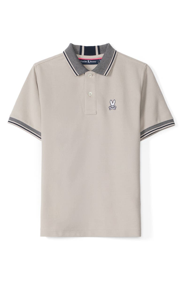 Psycho Bunny Kids' Bradford Cotton Pique Polo, Main, color, Oyster