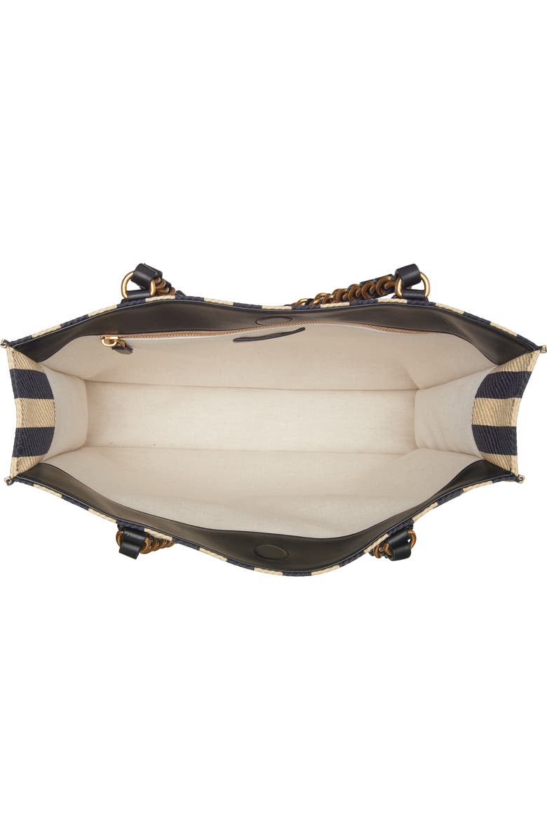 Valentino Garavani Kicky Stripe Nylon & Cotton Tote, Alternate, color, Black/Khaki