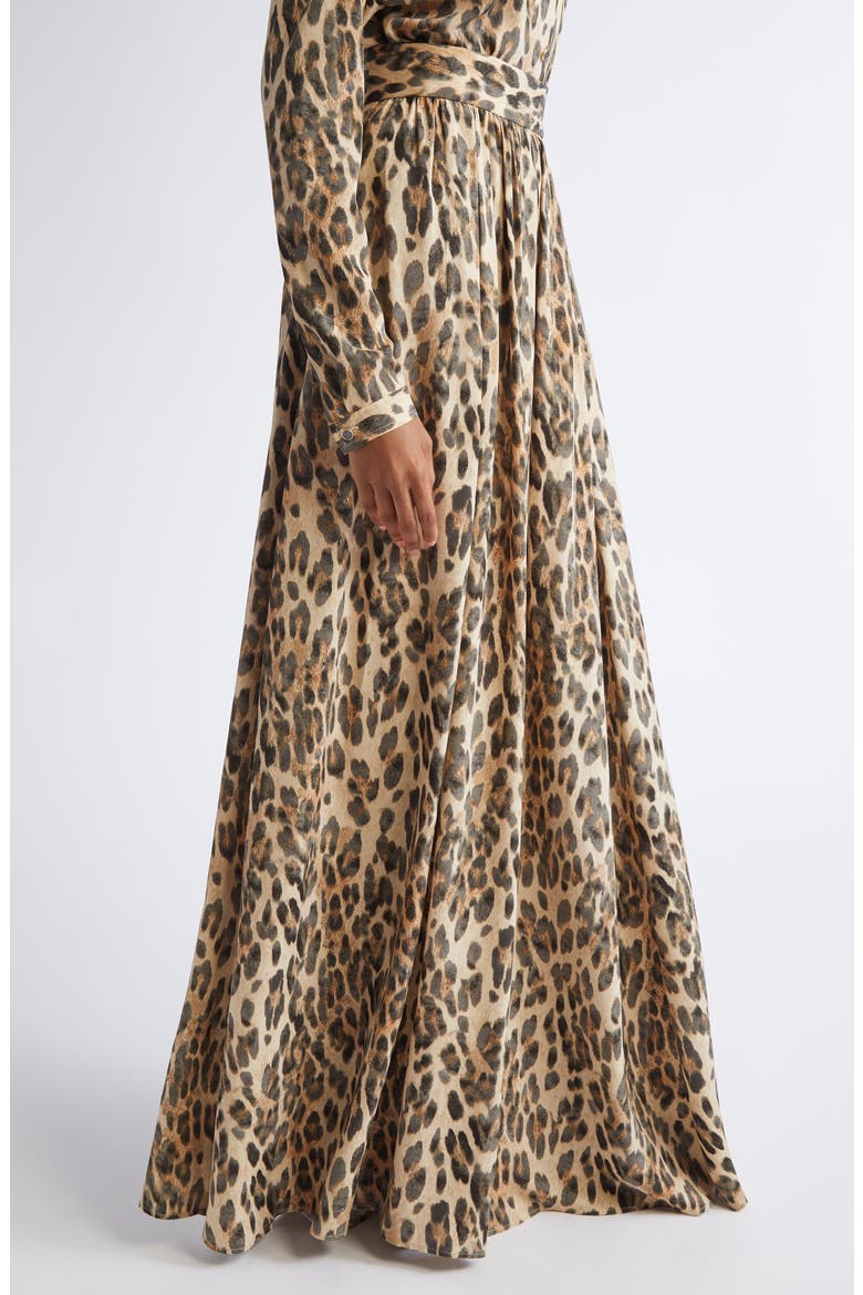 Leopard Print Silk Georgette Skirt, Alternate, color, BRONZE LATTE MULTI