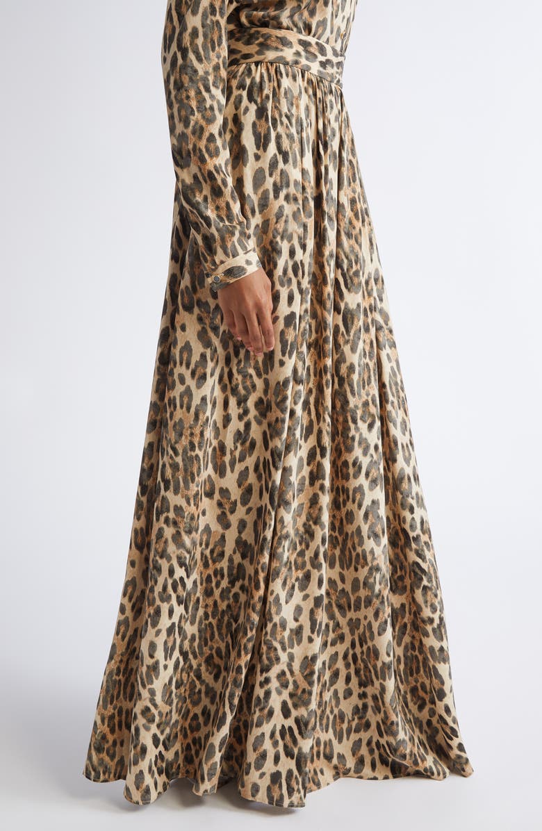 ST. JOHN Leopard Print Silk Georgette Skirt, Alternate, color, Bronze Latte Multi