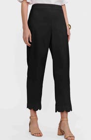 Foxcroft Elaine Scallop Hem Cotton Blend Crop Pants