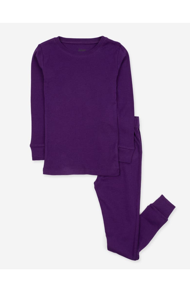 Leveret Kids Two-Piece Solid Cotton Matching Family Pajamas, Main, color, Dark Purple