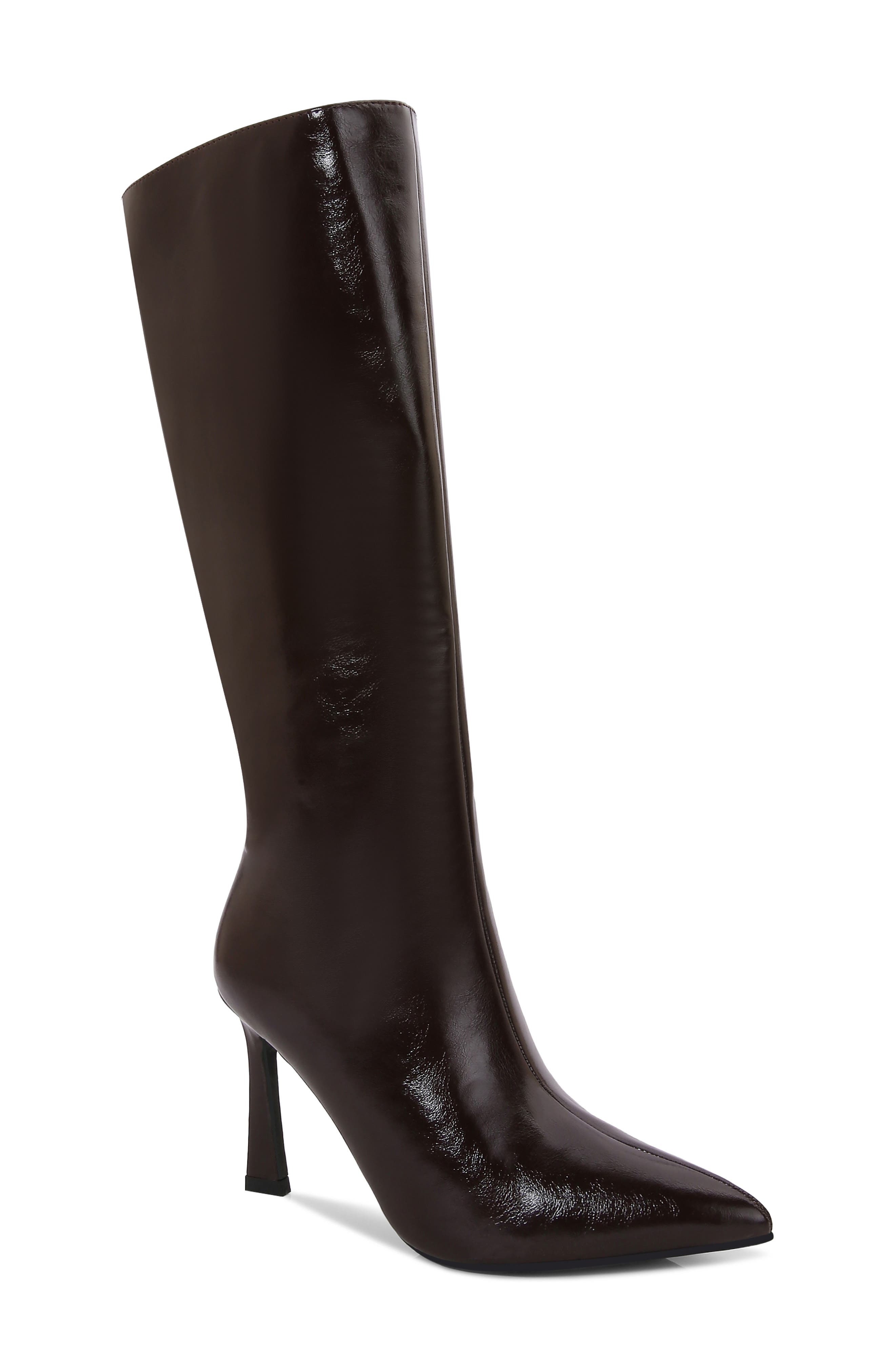 Babs Stiletto Knee High Faux Leather Boot