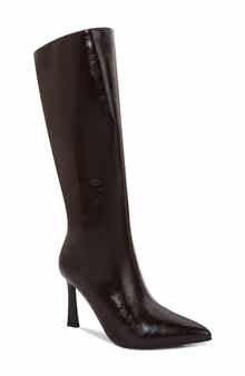 Babs Stiletto Knee High Faux Leather Boot