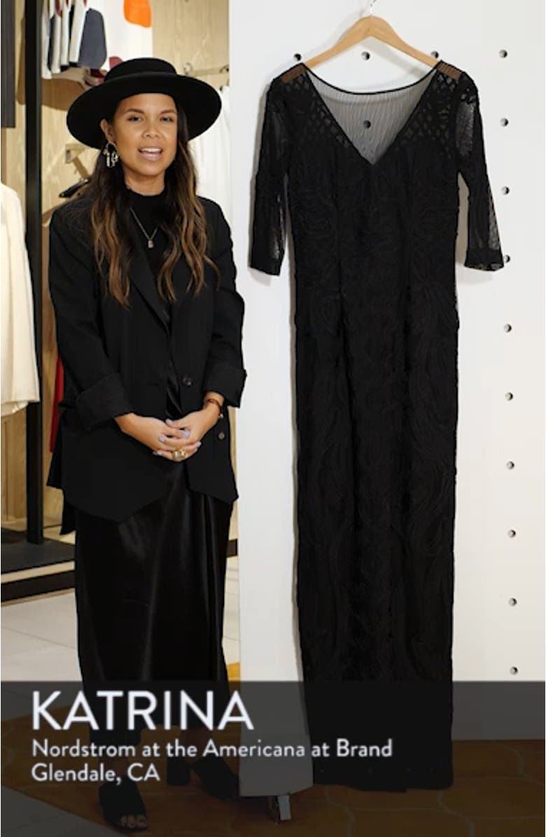 Illusion Yoke Soutache Column Gown, sales video thumbnail