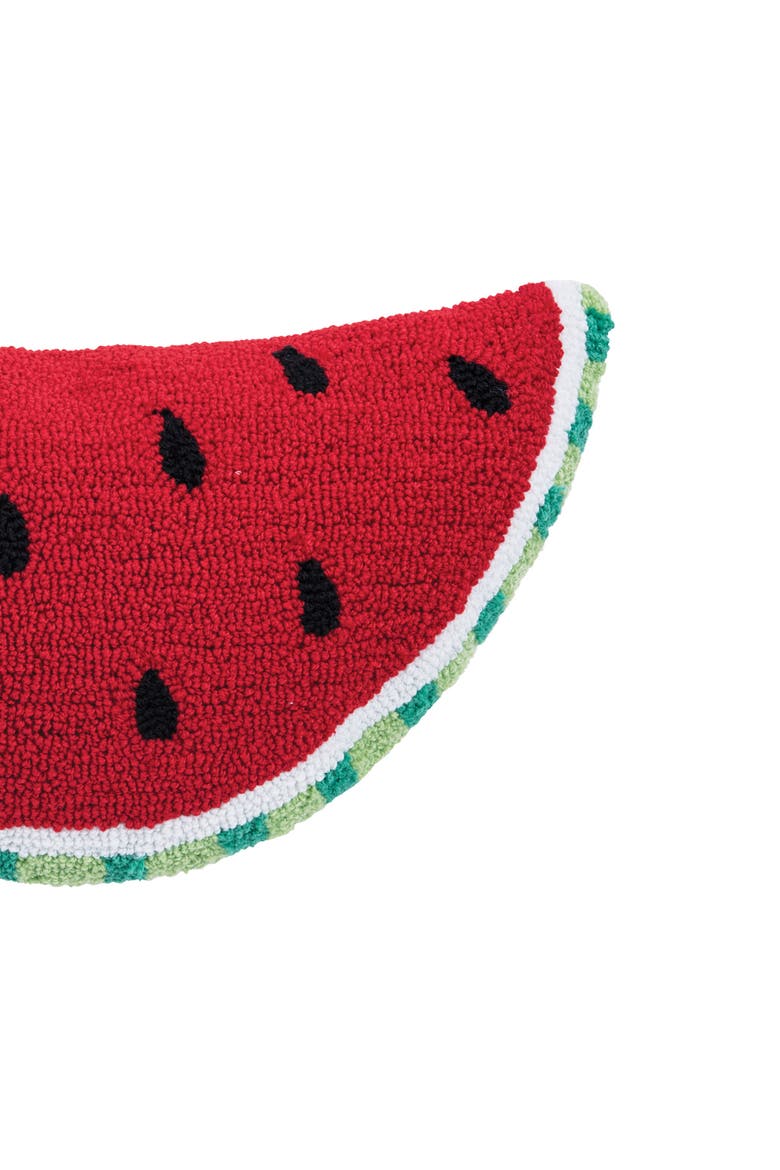 Watermelon Slice Shaped Hooked Small/Petite Accent Pillow, Alternate, color, Red