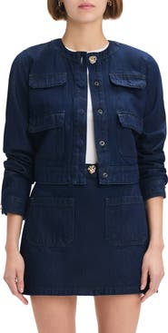 Favorite Daughter The Emily Collarless Crop Denim Jacket