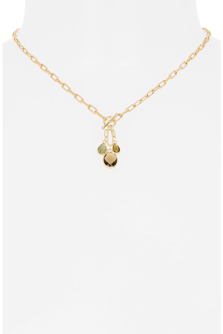 Glass Pendant Toggle Necklace, Alternate, color, GREEN MULTI- GOLD