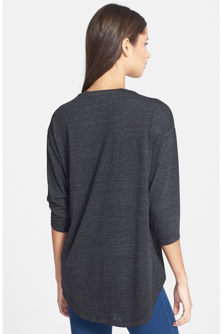 Three Quarter Sleeve V-Neck Tee, Alternate, color, CHARCOAL