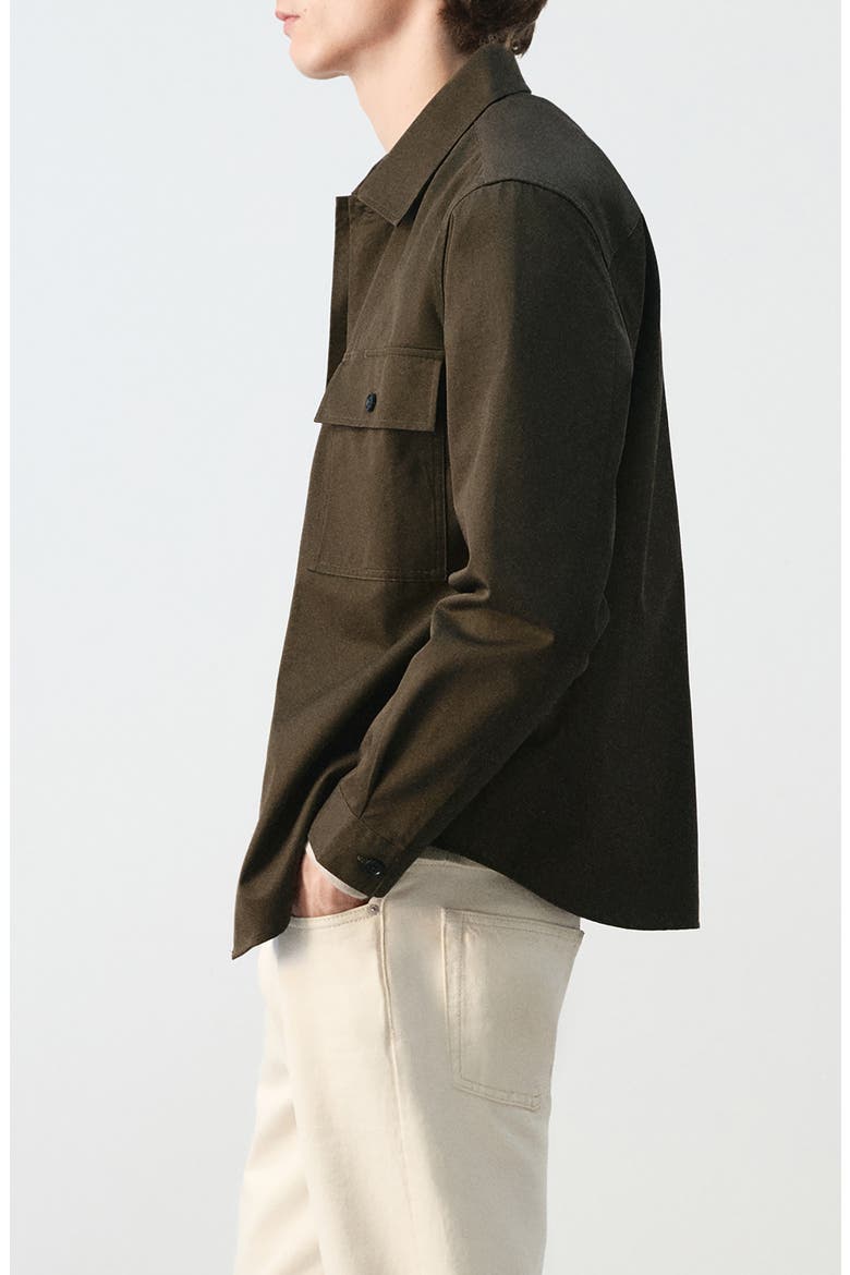 Cotton Overshirt, Alternate, color, BROWN