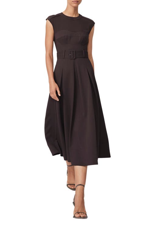 Ava Belted Cap Sleeve Midi Dress