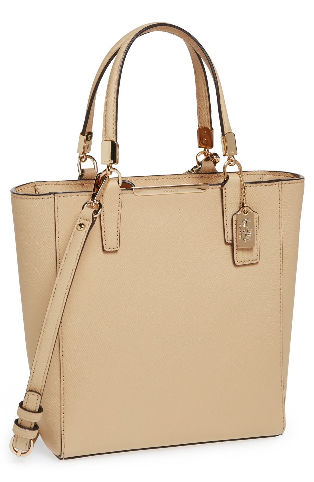 'Madison' Saffiano Leather Tote, Main, color, TAN