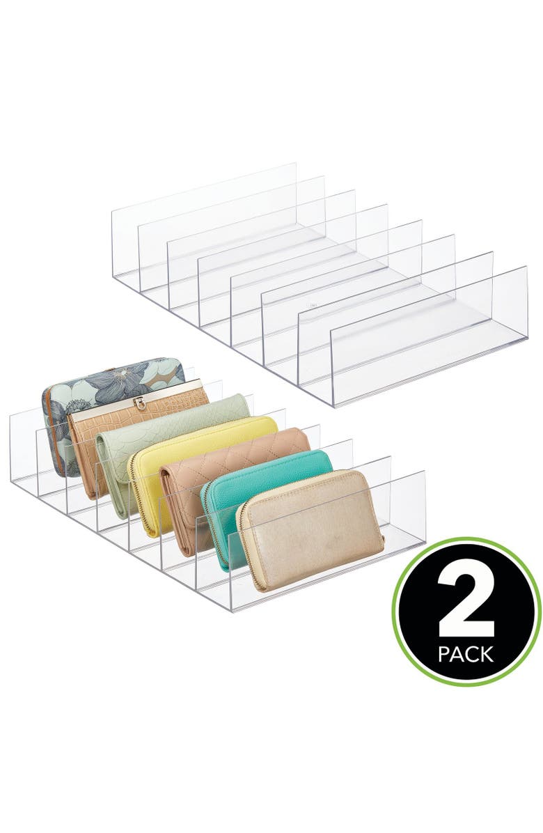 mDesign Plastic Divided Clutch Organizer for Closets, 7 Sections, 2 Pack, Alternate, color, 