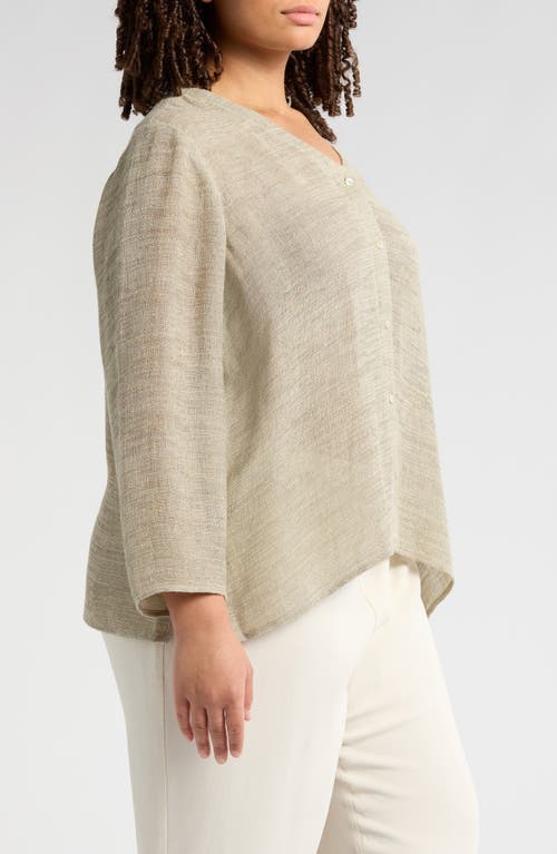 Eileen Fisher Organic Linen Blend Button-up Shirt In Natural White