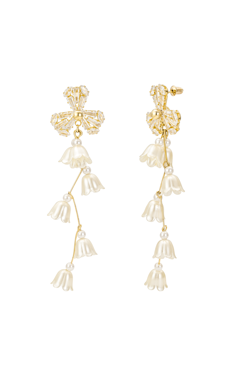 Untamed Petals Soiree Crystal Drop Earrings, Main, color, Gold