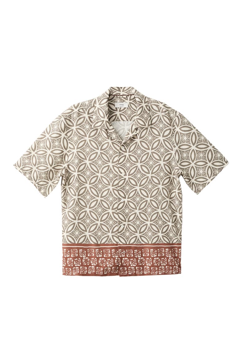 Printed Camp Shirt, Alternate, color, KHAKI