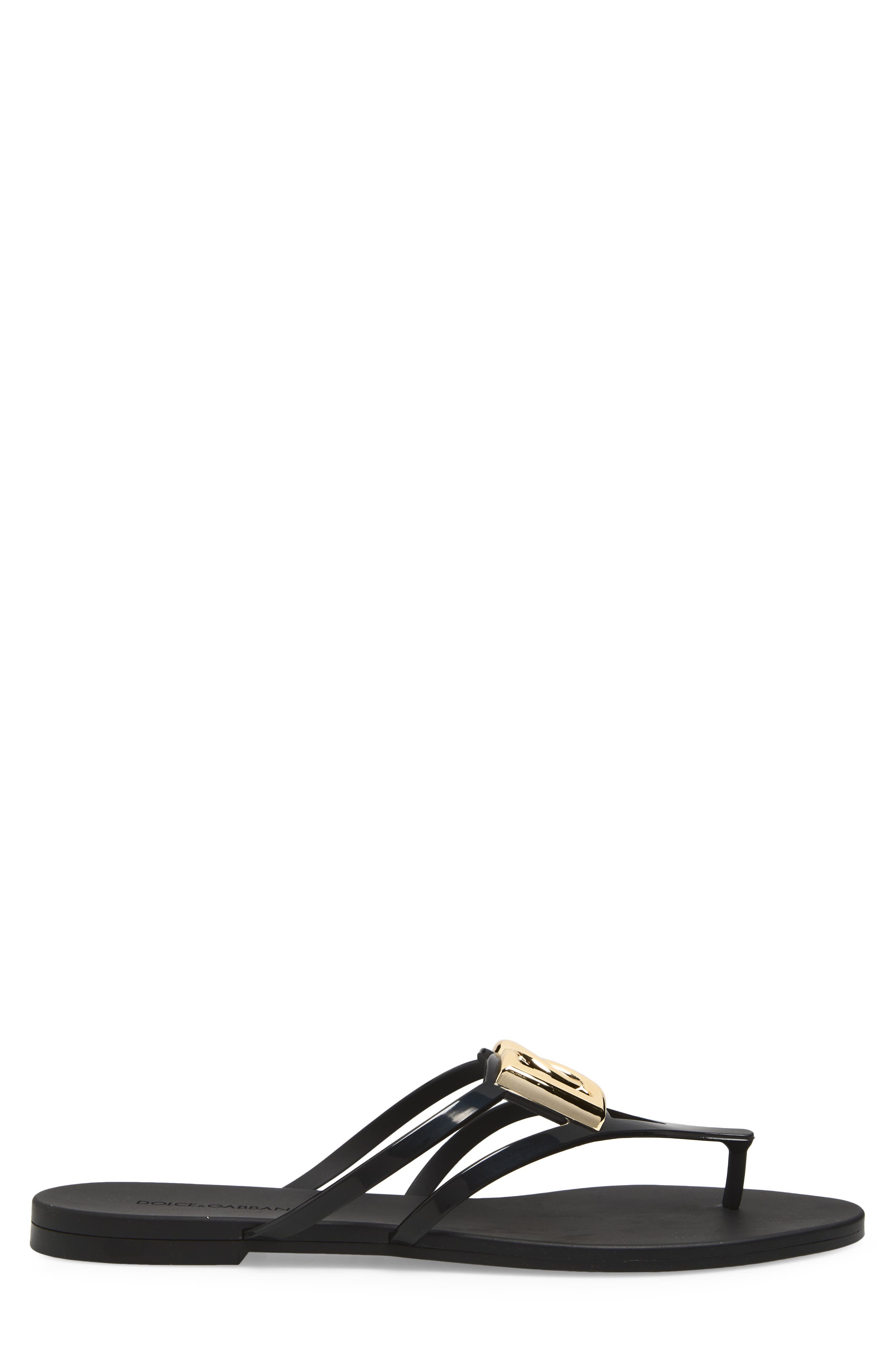 Dolce&Gabbana Logo Flip Flop, Alternate, color, Nero/ Oro
