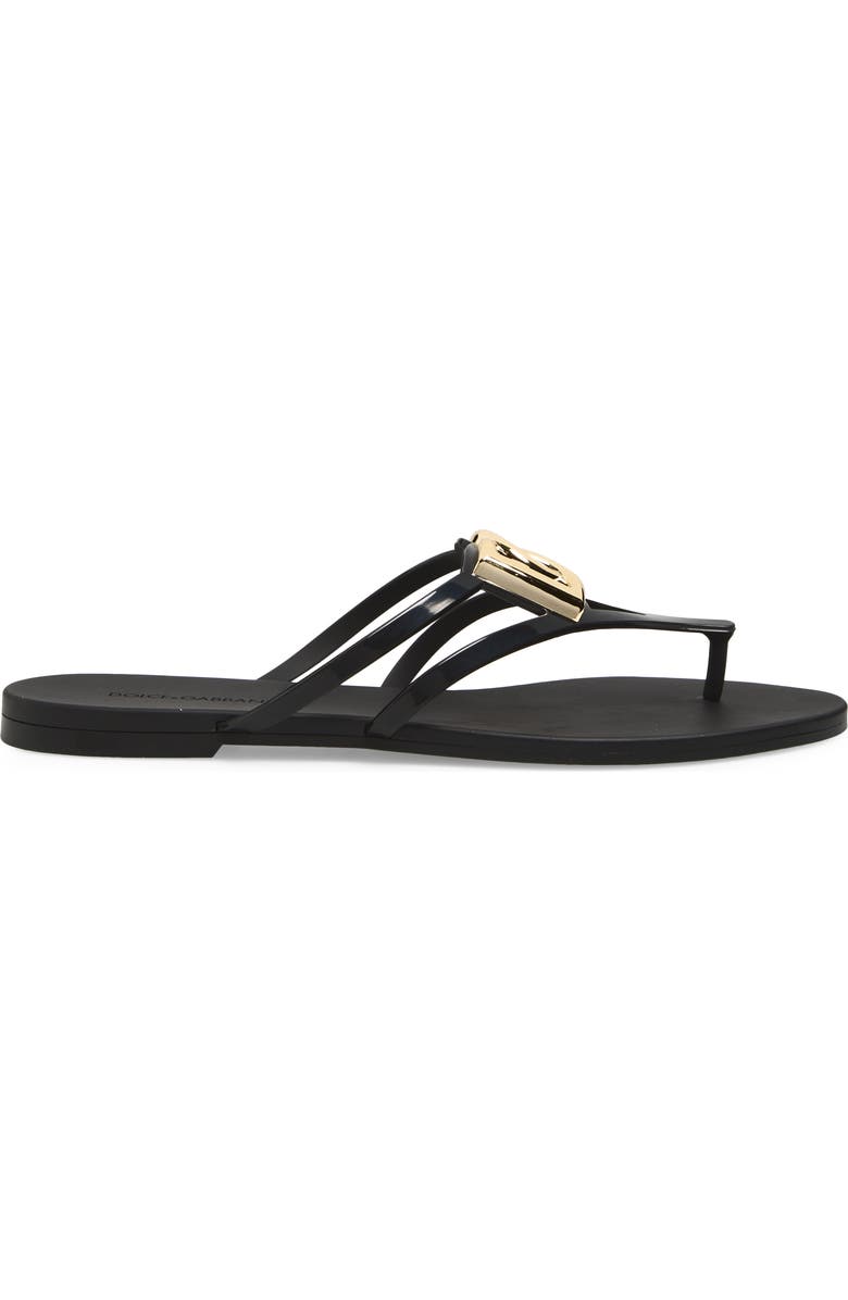 Dolce&Gabbana Logo Flip Flop, Alternate, color, Nero/ Oro