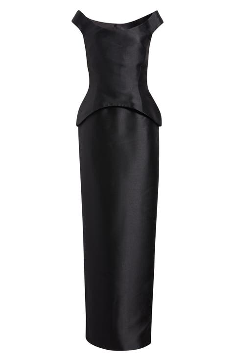 Pieta Cap Sleeve Peplum Gown
