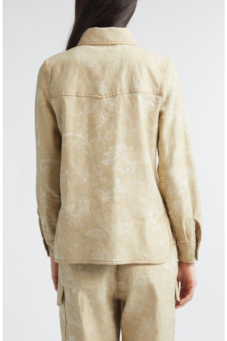 Floral Denim Button-Up Shirt, Alternate, color, MULTICOL ON BEIGE BASE