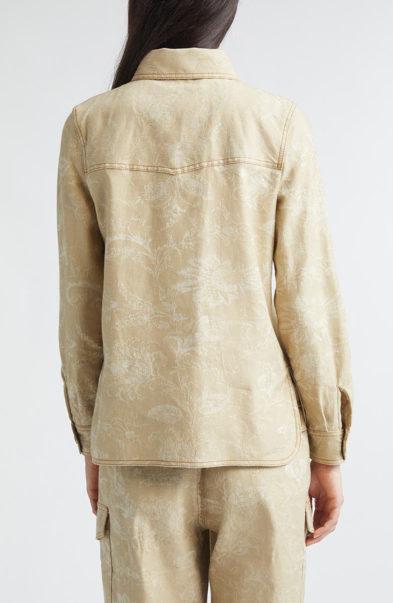 Etro Floral Denim Button-Up Shirt, Alternate, color, Multicol On Beige Base
