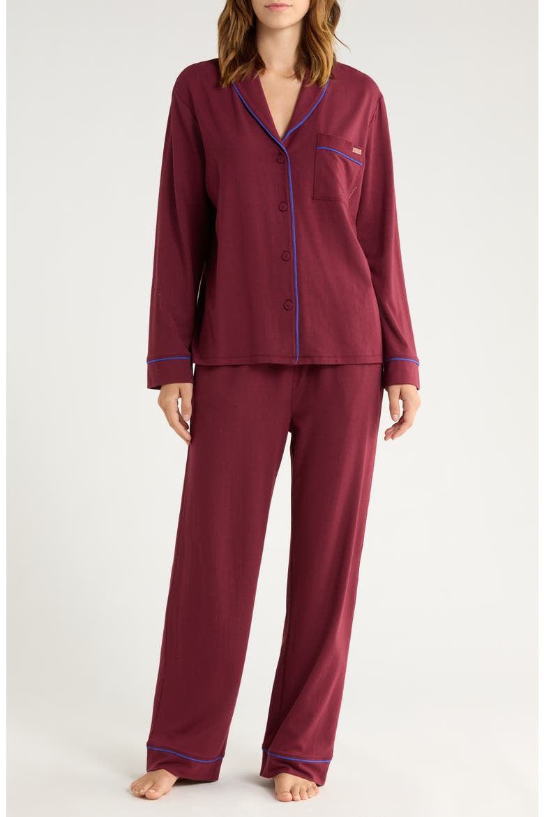 Slumberknit™ Pajamas, Main, color, CALLIOPE WINE/ ROYAL LAGOON