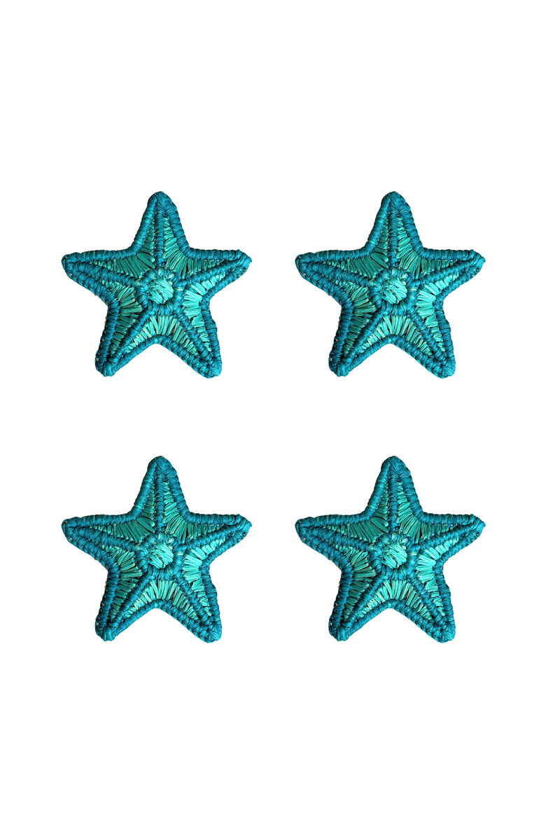 Starfish 3D Napkin Ring - Set of 4, Main, color, Blue
