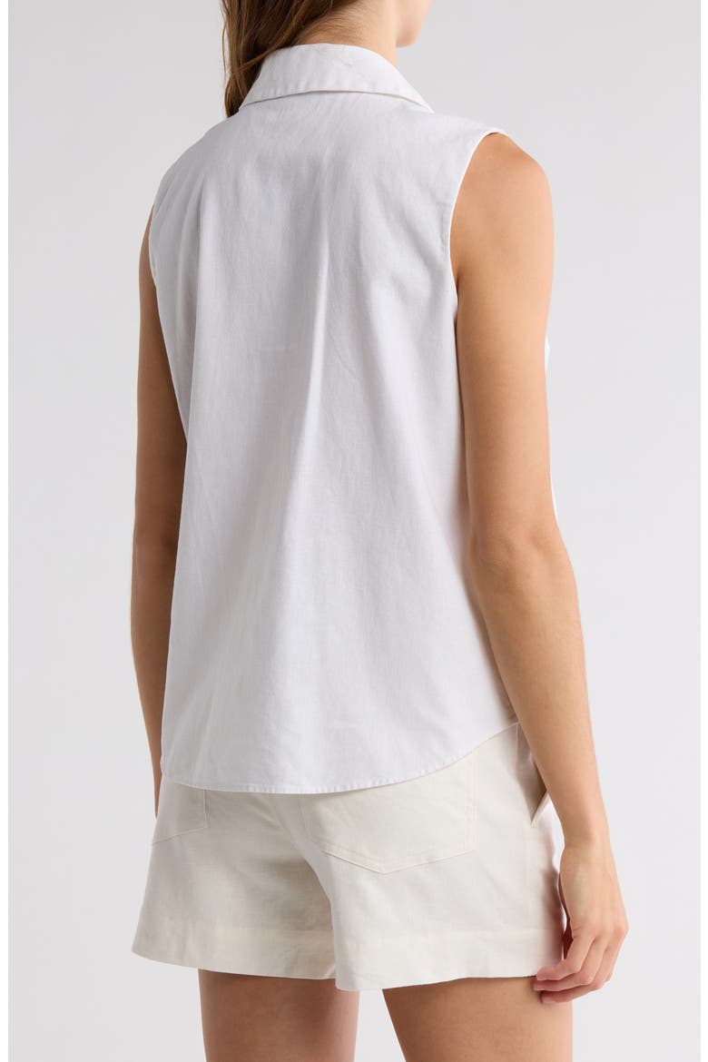 Sleeveless Cotton Blend Button-Up Shirt, Alternate, color, OPTIC WHITE