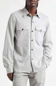 ISAIA Check Silk & Cotton Button-Up Overshirt