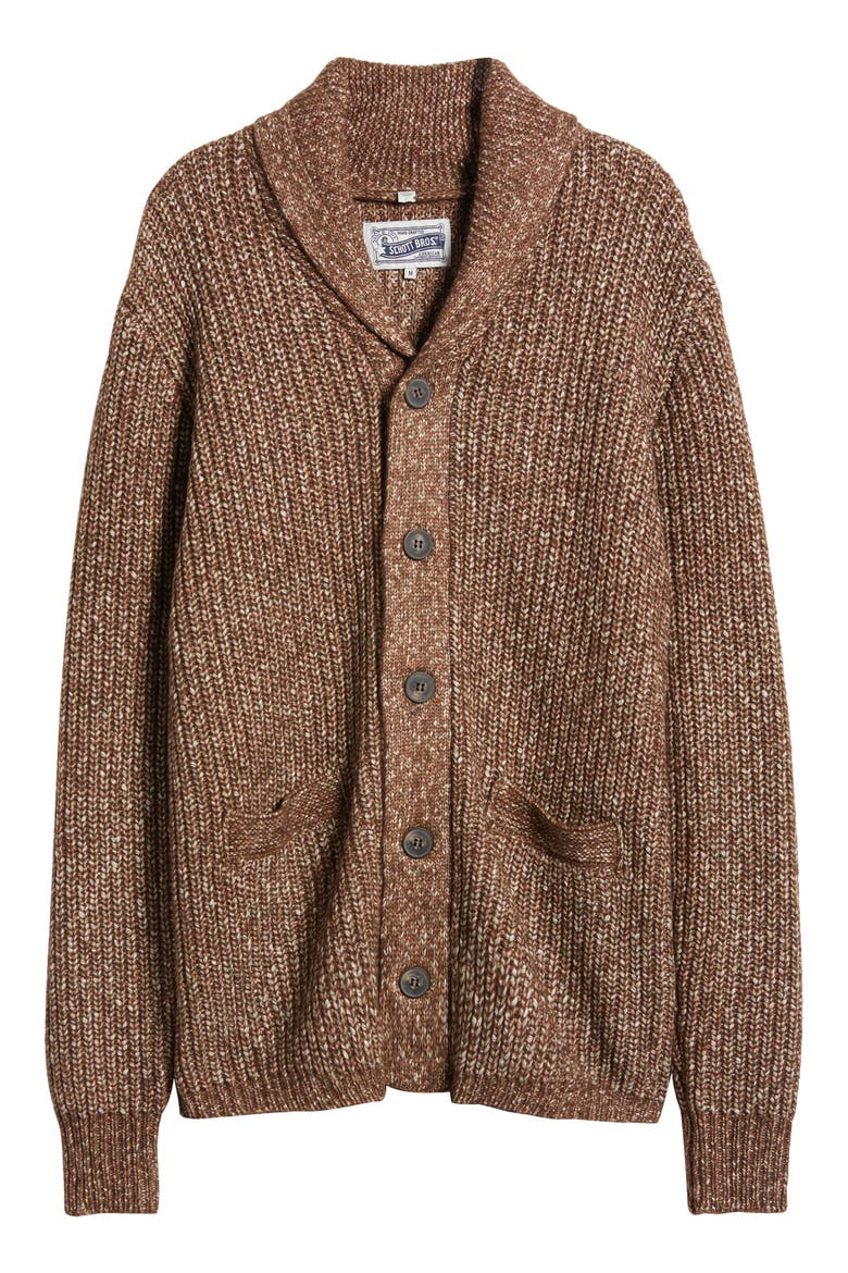 Heavyweight Shawl Collar Cardigan, Alternate, color, BROWN