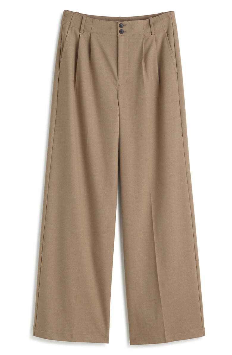 Madewell The Harlow Wide Leg Twill Pants, Alternate, color, Dark Oat Melange