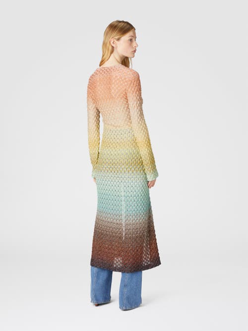 Missoni V-neck Metallic Ombre Knit Long Cardigan In Multicoloured