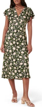 Nobody's Child Martha Flora Flutter Sleeve Midi Dress