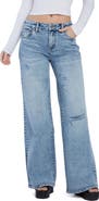 HINT OF BLU Torn Ripped Mighty Wide Leg Jeans