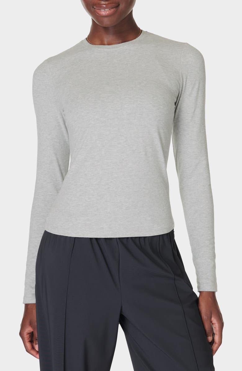 Sweaty Betty Essential Sculpt Long Sleeve T-Shirt, Main, color, Light Grey Marl