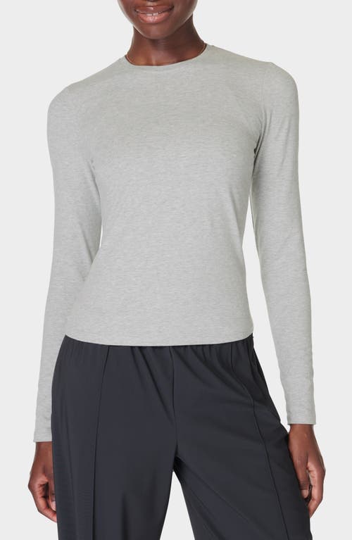 Sweaty Betty Essential Sculpt Long Sleeve Tee In Light Grey Marl