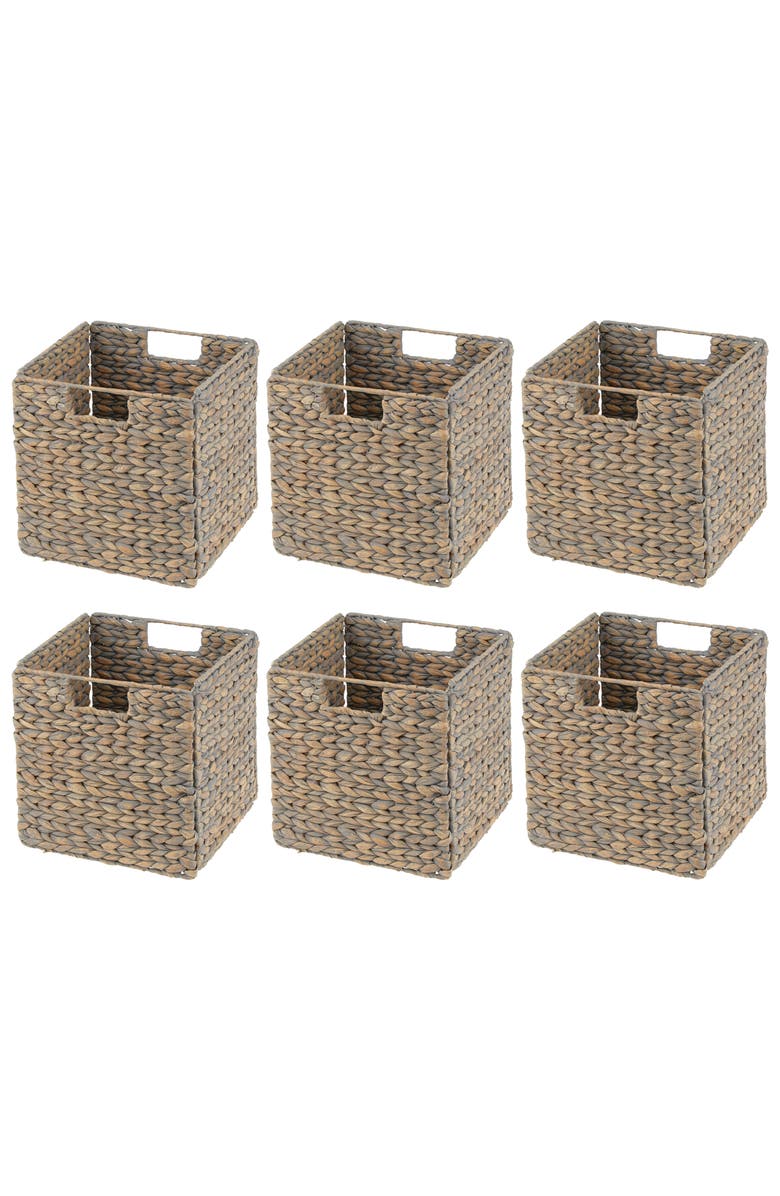 mDesign Hyacinth Woven Cube Bin Basket Organizer, Main, color, Gray