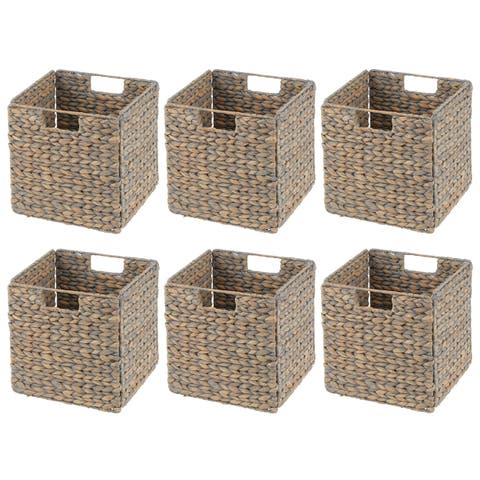 Hyacinth Woven Cube Bin Basket Organizer