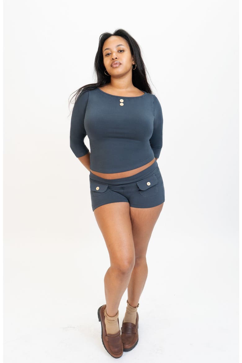 3/4 Sleeve Boat Neck Top, Alternate, color, Navy