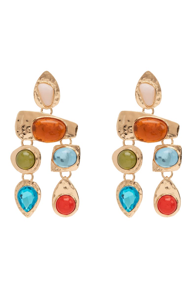 Resin Stone Drop Earrings, Main, color, SUNSET