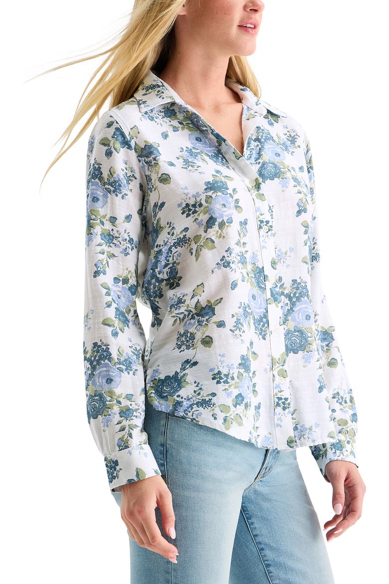 Heart Print Button-Up Shirt, Alternate, color, CREAM MULTI