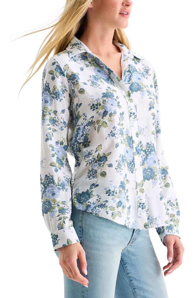 Lucky Brand Heart Print Button-Up Shirt, Alternate, color, Cream Multi