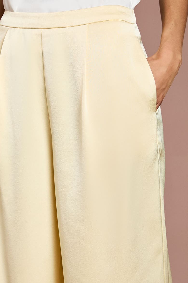 Satin High-Waist Flare Trousers, Alternate, color, Lemon